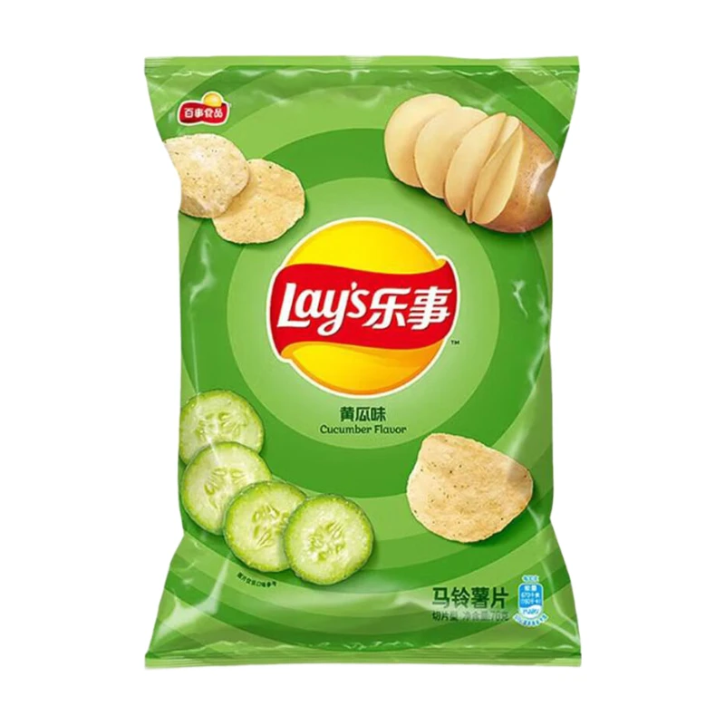 Lay's Chips saveur concombre - 70 g contient de l'édulcorant aspartame