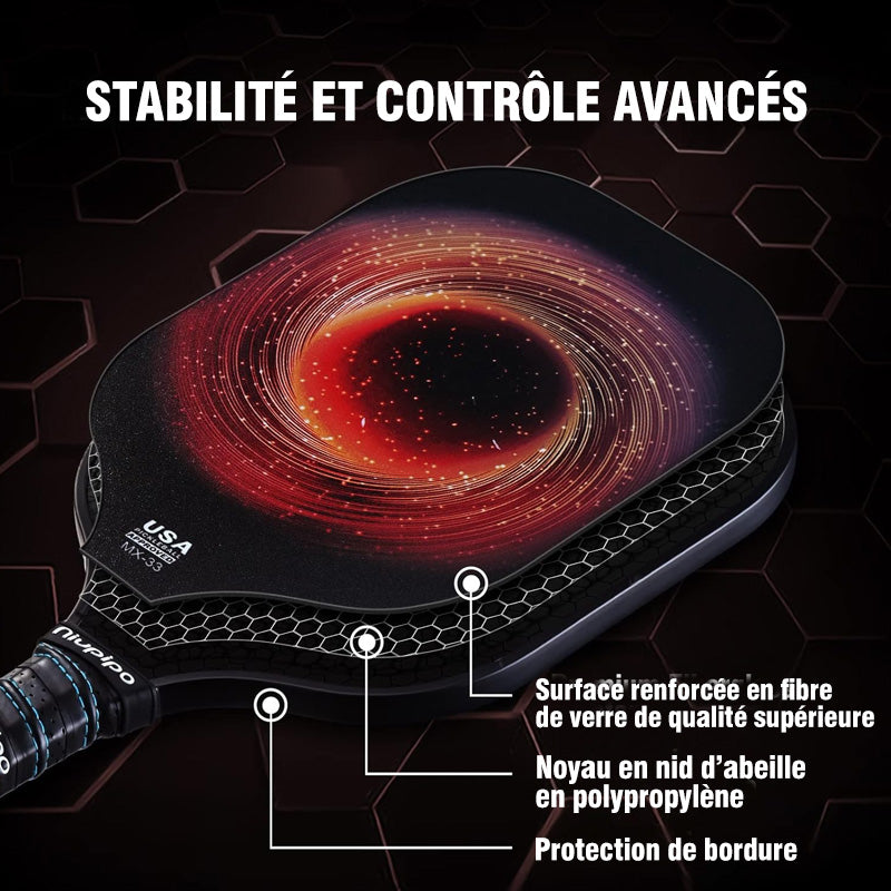 NIUPIPO Lot de 2 raquettes de pickleball en fibre de verre, noyau en nid d’abeille en polypropylène, certifié USAPA, conception légère, prise en main confortable