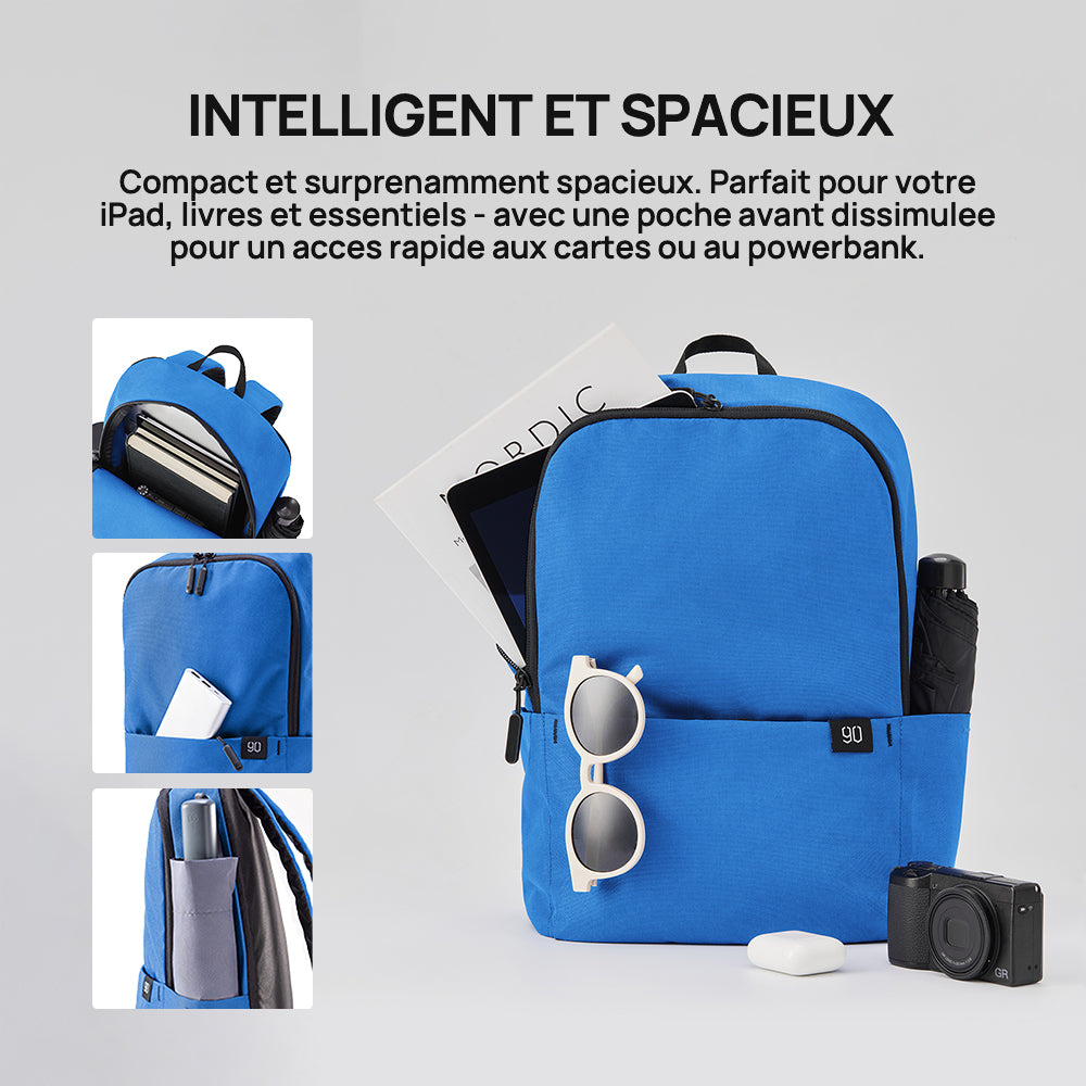 NINETYGO Tiny Sac à dos 12 L - Bleu - Ultra léger (194 g) - Design minimaliste - Polyvalent - Grande capacité