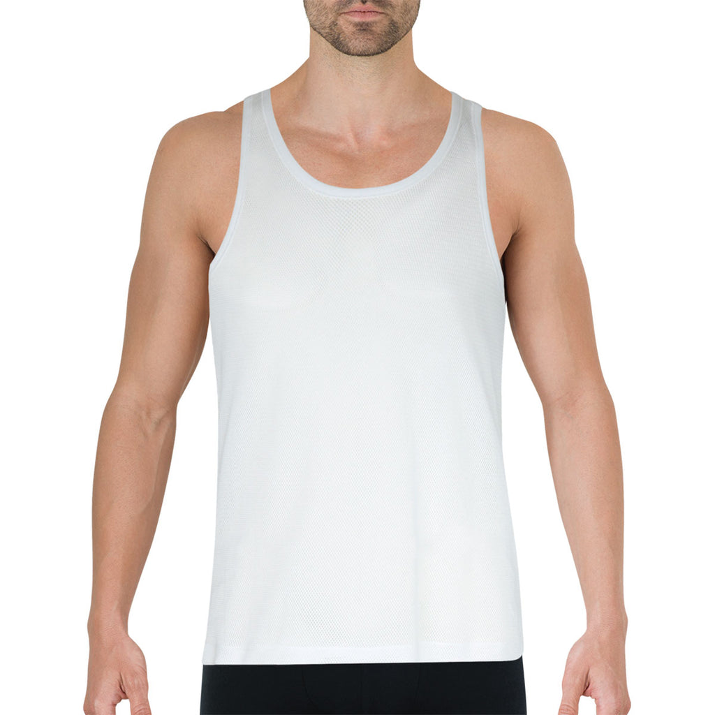 EMINENCE Débardeur homme maille aérée Pur Coton, Blanc