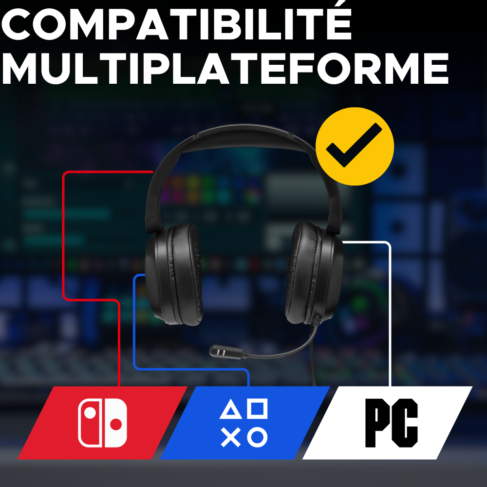 THE G-LAB Korp Barium Casque Gaming Filaire (Prise Jack 3,5 mm) - Microphone Intégré - PC, PS4, PS5, Switch, Smartphone & Tablette - Noir