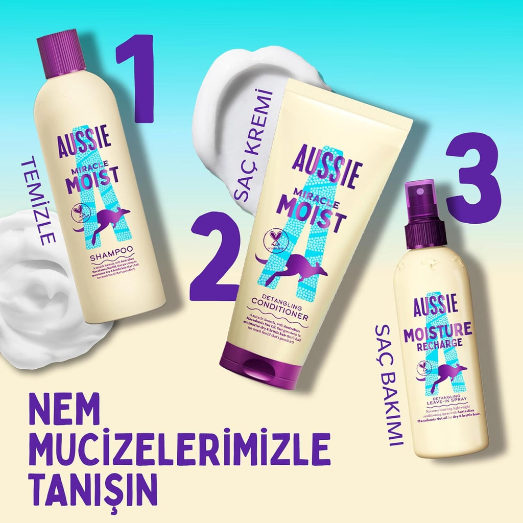 Aussie Miracle Moist Après-shampooing démêlant pour cheveux secs et abîmés - 1000 ml