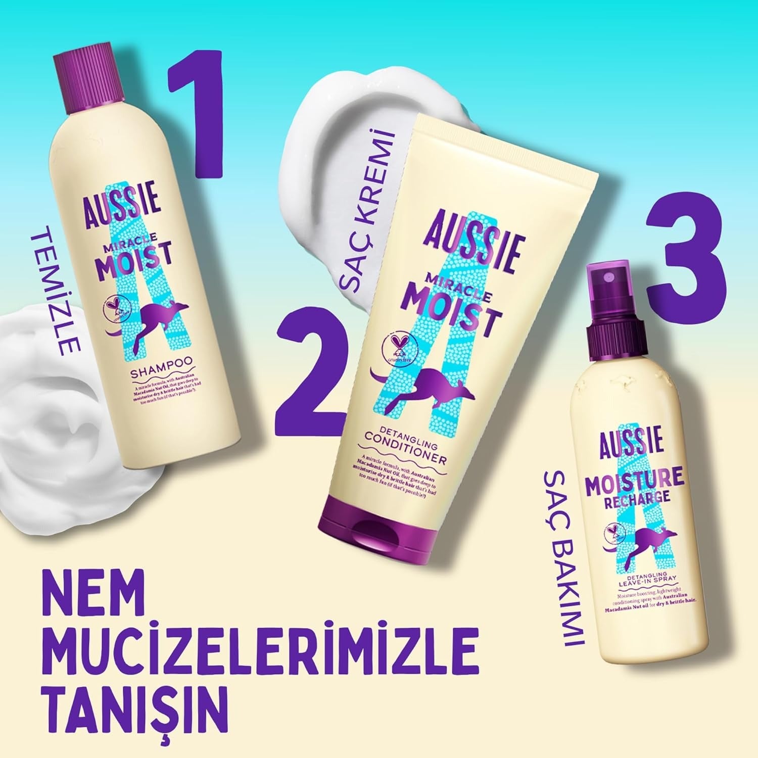 Aussie Miracle Moist Après-shampooing démêlant pour cheveux secs et abîmés - 1000 ml