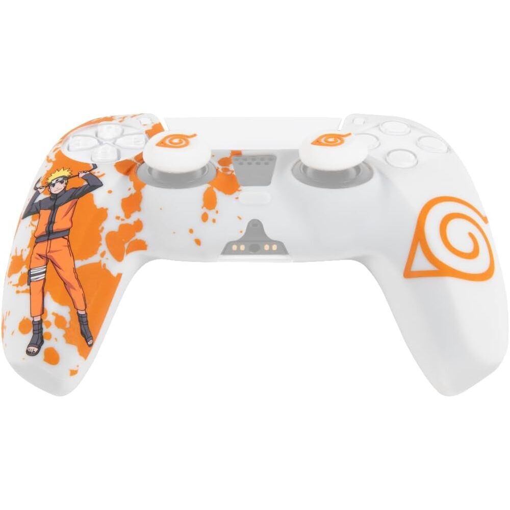 KONIX Naruto Shippuden Coque de protection pour manette DualSense PS5 - Silicone - Croix directionnelle - Motif Konoha et Naruto - Blanc