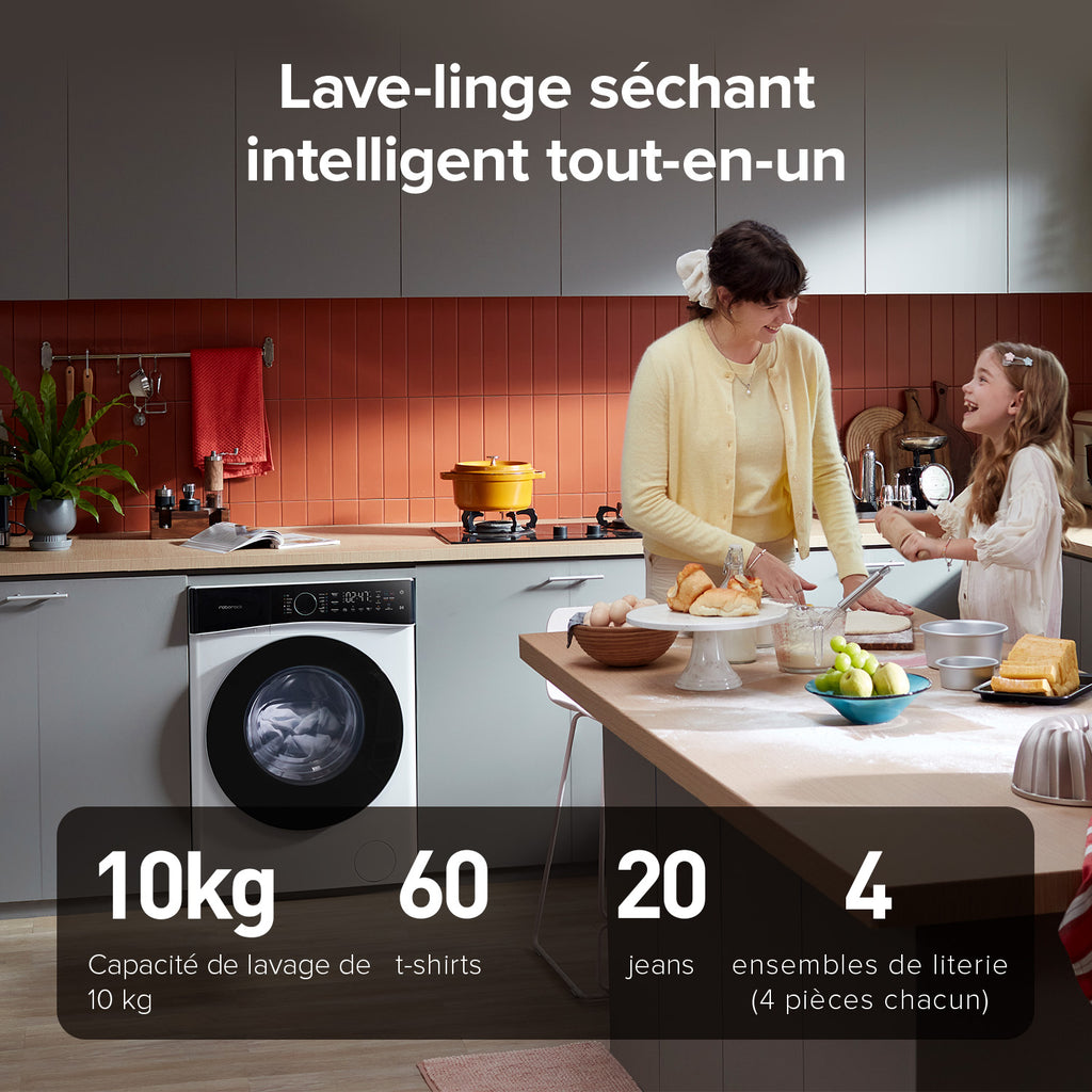 Roborock Zeo Lite Lave-linge séchant avec technologie Zeo-Cycle, contrôle via application et système LintClear, blanc - 10 kg / 6 kg