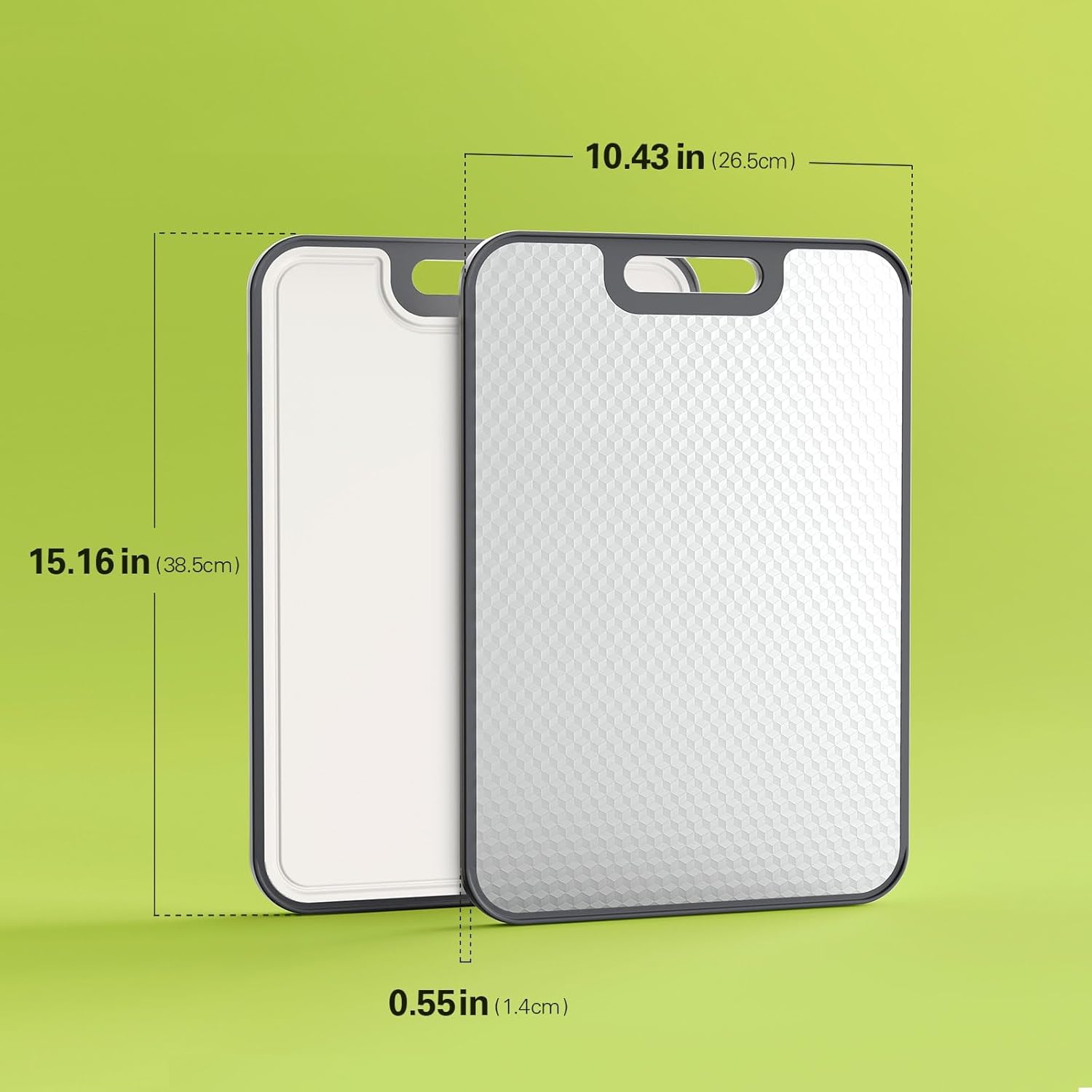 Planche à Découper Double Face pour la Cuisine en Acier Inoxydable et Paille de Blé PP, Idéale pour la Viande et les Légumes, Facile à Nettoyer, Compatible Lave-Vaisselle
