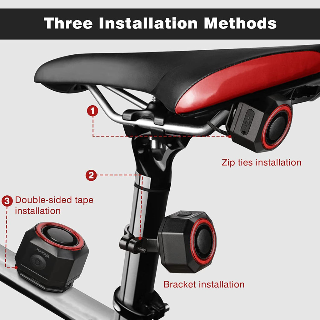 Feu arrière de frein de vélo à capteur intelligent avec alarme antivol, télécommande, rechargeable USB-C, étanche IP65, feu de sécurité arrière de vélo