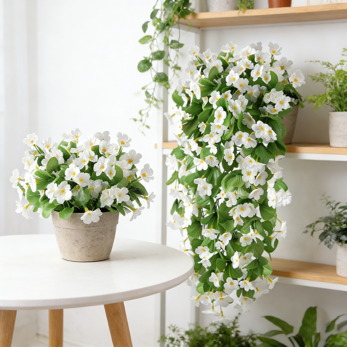 2 Pièces 30,7 in / 78 cm Plantes Artificielles Faux Fleurs Suspendues pour Décoration Extérieure Printemps Été
