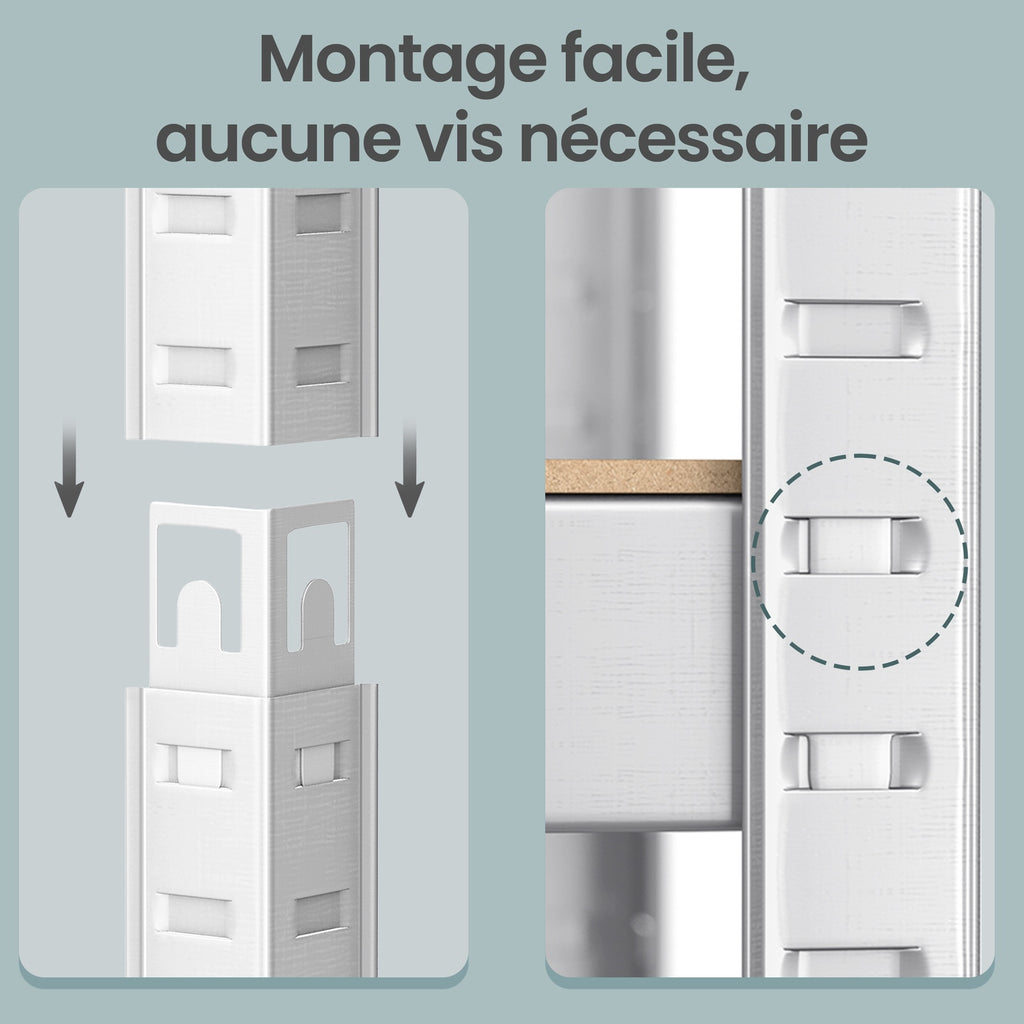 JOYFURNOS Lot de 2 Étagères de Rangement Robustes en Argent, 30 x 75 x 150 cm Chacune, Construction en Cadre en Acier avec 5 Étagères Réglables, Capacité de Charge Maximale 650 kg, Idéal pour la Cave ou le Garage