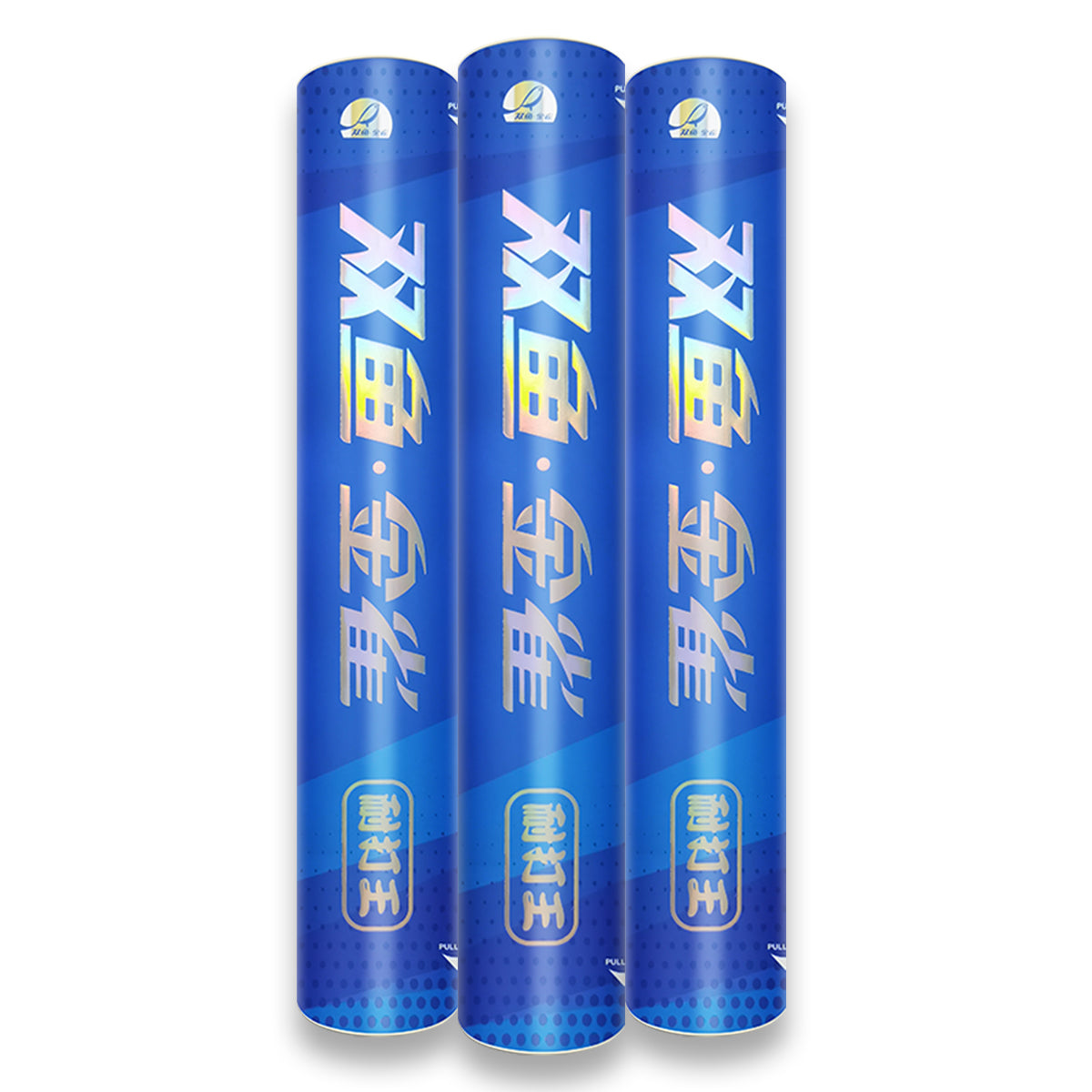 Double Fish JinQue King Volants de badminton durables en plumes d’oie, lot de 12, vitesse 76 - Bleu