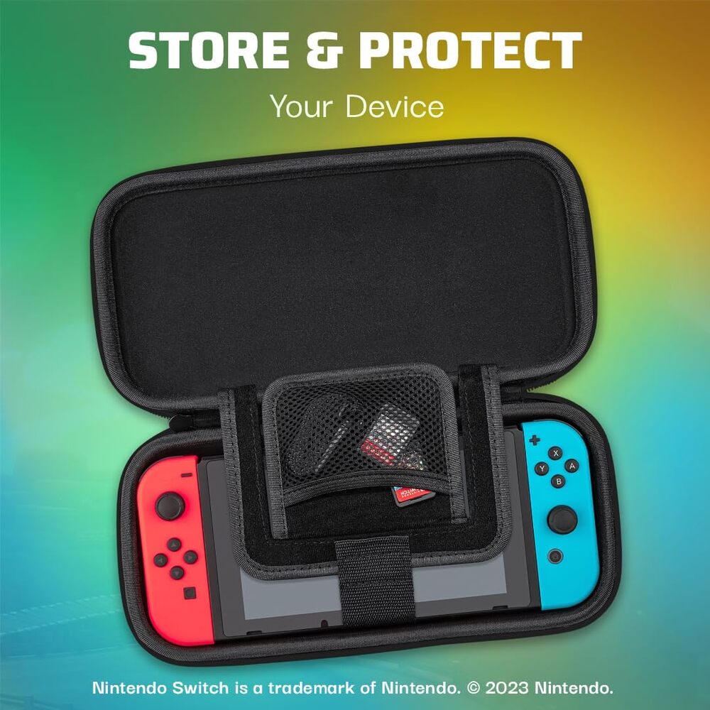 PDP Étui de Transport Rigide Travel Case Nintendo Switch, Switch Lite et Switch OLED - Dragonne Nylon - Support Intégré - Sangle de Levage - Licence Officielle - Motif Mario Kart Racers - Blanc