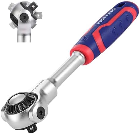 WORKPRO Bit à ratchet 1/4" (6,35 mm) pour perceuse, 72 dents, finition mate, poignée tricolore