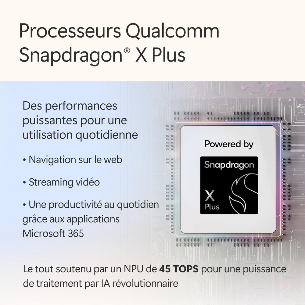 Microsoft Surface Laptop 13" Copilot+ PC, Snapdragon X Plus, 16 Go RAM, 512 Go SSD, Windows 11 Famille, Platine