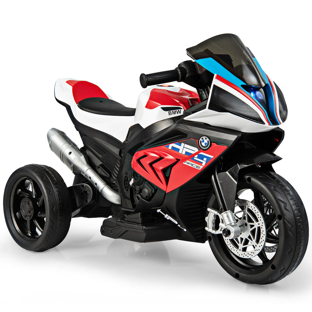Moto électrique 6 V avec musique et phare avant, moto tricycle, dimensions 82,5 × 42 × 54 cm, rouge