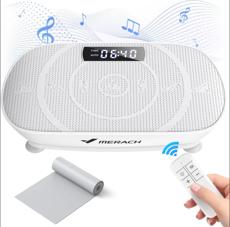 MERACH Plateforme vibrante, Entraînement corps entier, Silencieuse, Vitesse automatique/manuelle, Haut-parleur Bluetooth
