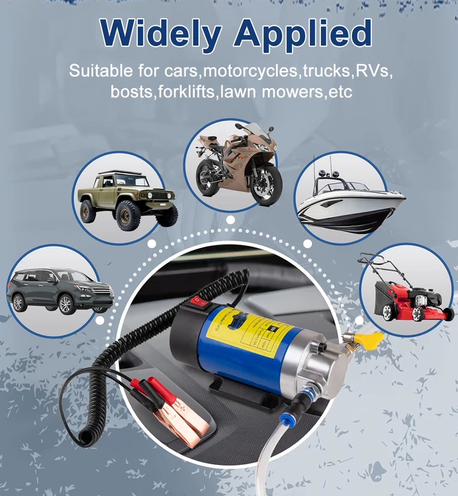 EAFC Pompe à huile portable 12 V, débit 1 à 4 l/min avec extraction-aspiration de liquide pour voitures, motos et bateaux