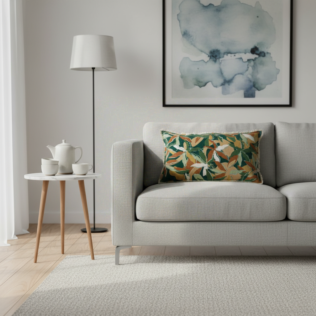 Housse de coussin imprime alina petrole