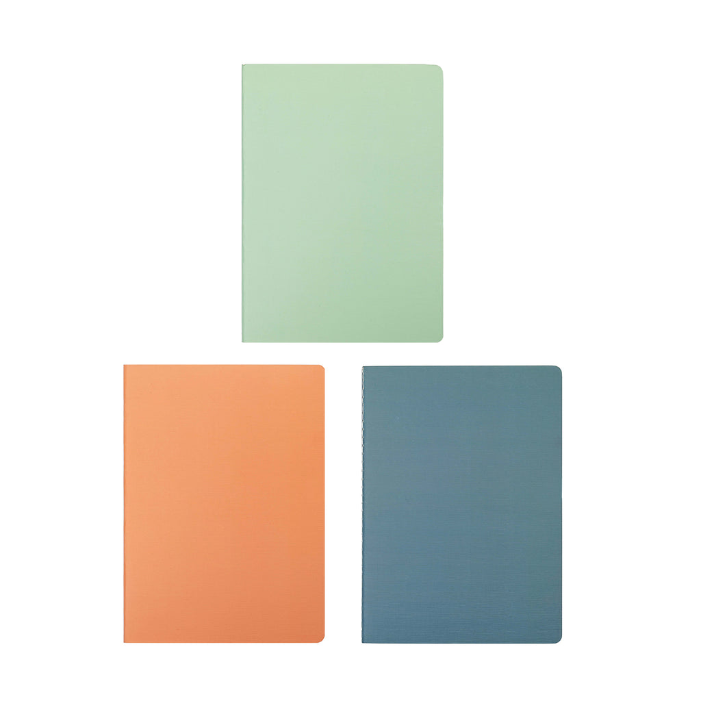 Jubiluu Lot de 3 carnets piqués A5 à couverture souple 50 feuilles Papier offset 80 g Journal ligné crème classique Pour école bureau journal intime ou prise de notes quotidienne Pastels frais