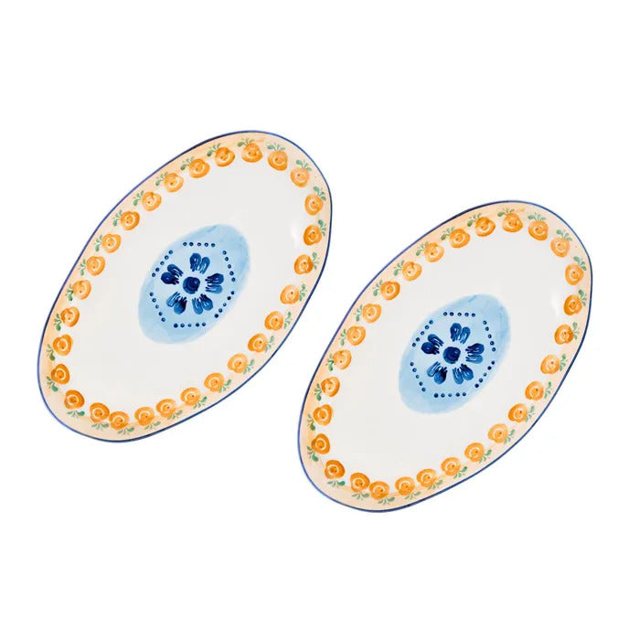 BJÖRN NAPOLI Lot de 2 plateaux de service motif agrumes - 36,5 x 22 cm