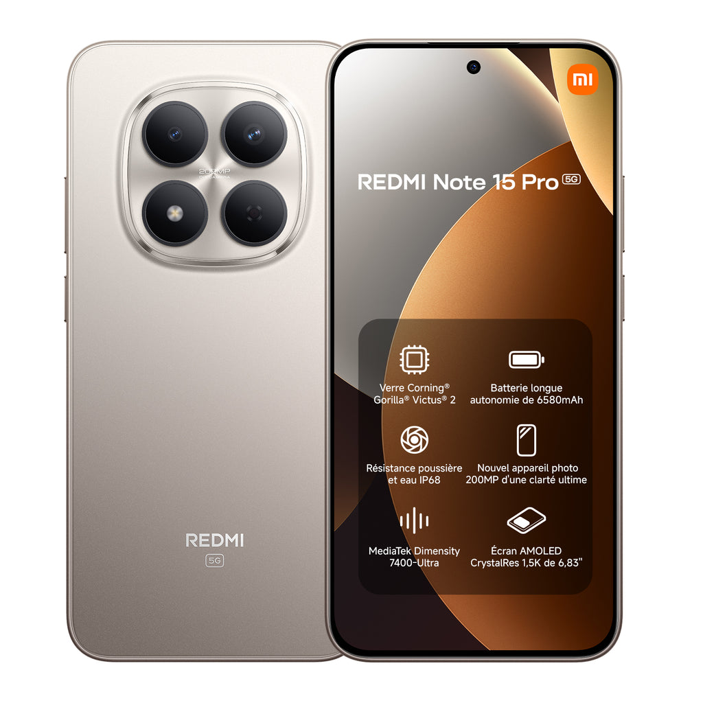 Xiaomi REDMI Note 15 Pro 5G 8/256 Gris Titane Esim, Double SIM, NFC