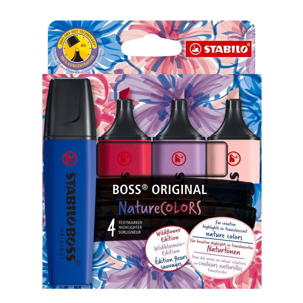 STABILO BOSS ORIGINAL NatureCOLORS Wildflower Edition Lot de 4 surligneurs