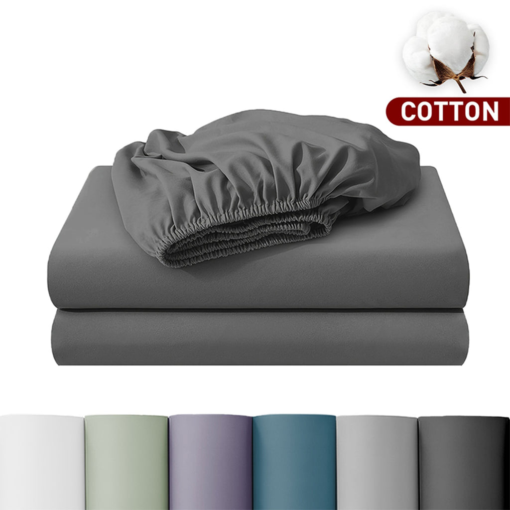 LeBonsoir Drap-housse 160 x 200 cm, hauteur de poche 30 cm, 100 % coton, bords élastiques anti-effilochage - Gris foncé