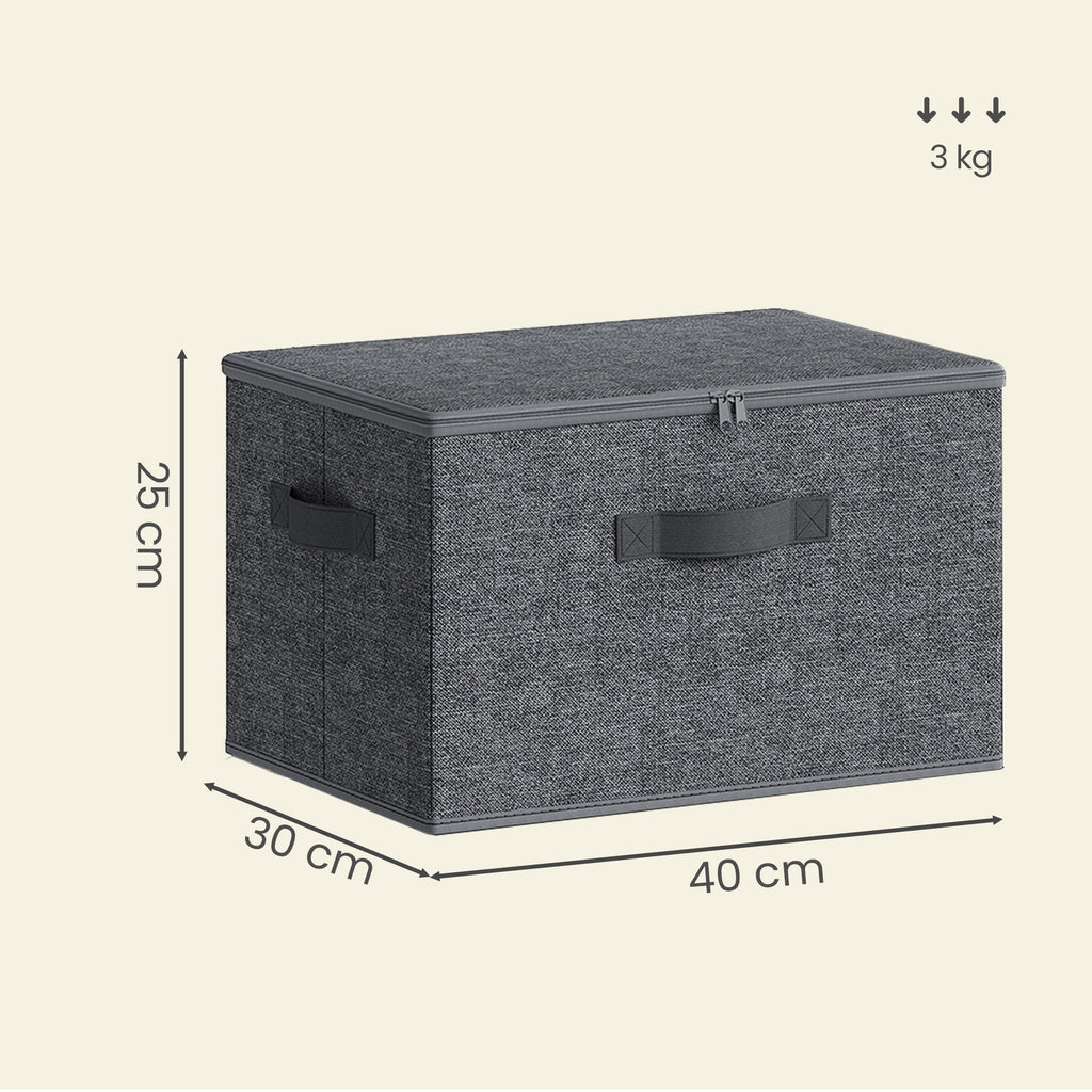 JOYFURNOS Boîtes de rangement pliables, lot de 6, organiseur de vêtements zippé avec couvercles solides et poignées renforcées, grande capacité de 30L par boîte