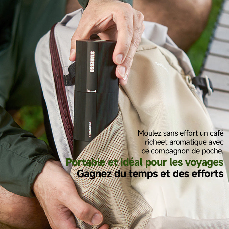 STARESSO Moulin à café électrique, moulin portable à meules avec réglages de mouture ajustables, fonctionnement à une touche, batterie rechargeable Type-C 1000 mAh
