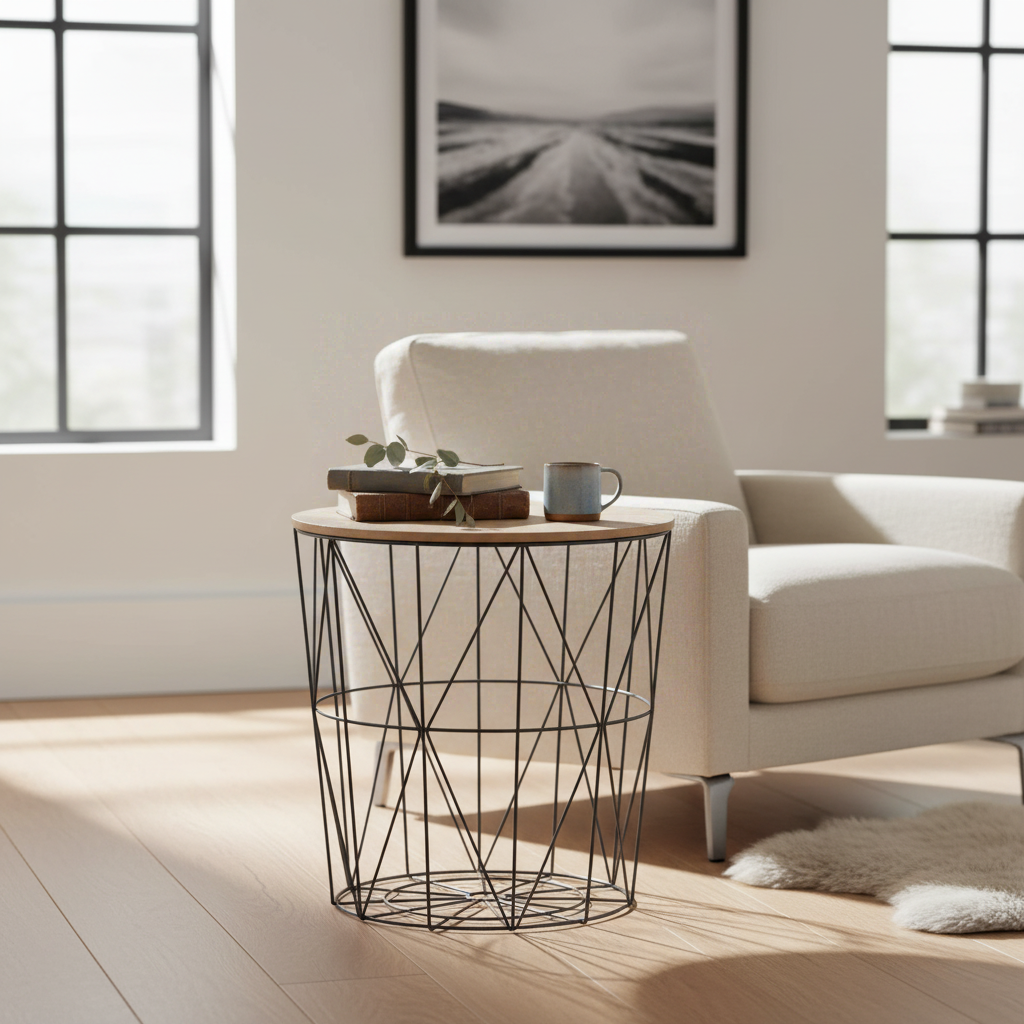 Kumi Table d’appoint en métal noir format moyen