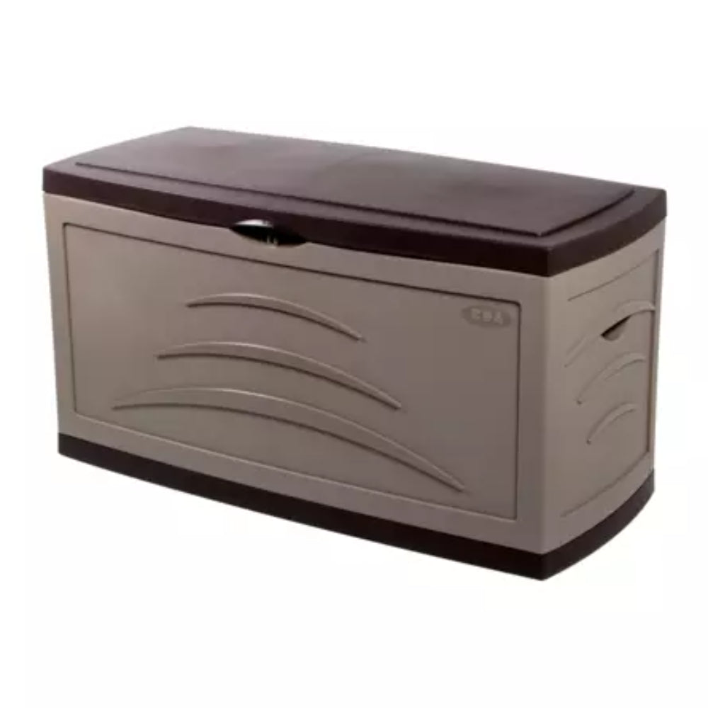 EDA Malle de jardin Gris anthracite SERENA 310 L Cadenassable avec roulettes - anti étouffement - anti UV Produit à monter sans outils Dim.121 x 55 x 66 cm
