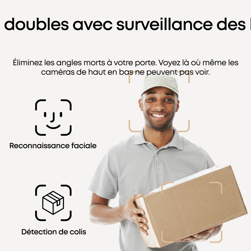 EUFY Security Video Doorbell E340 Caméra à double objectif avec protection des colis, vision 2K Full HD et vision nocturne en couleur, sans fil avec stockage local extensible jusqu'à 128 Go