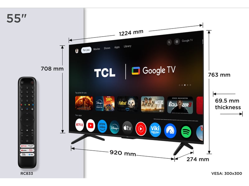 TCL 55P71K Téléviseur QLED - 55 pouces (139 cm) UHD 4K