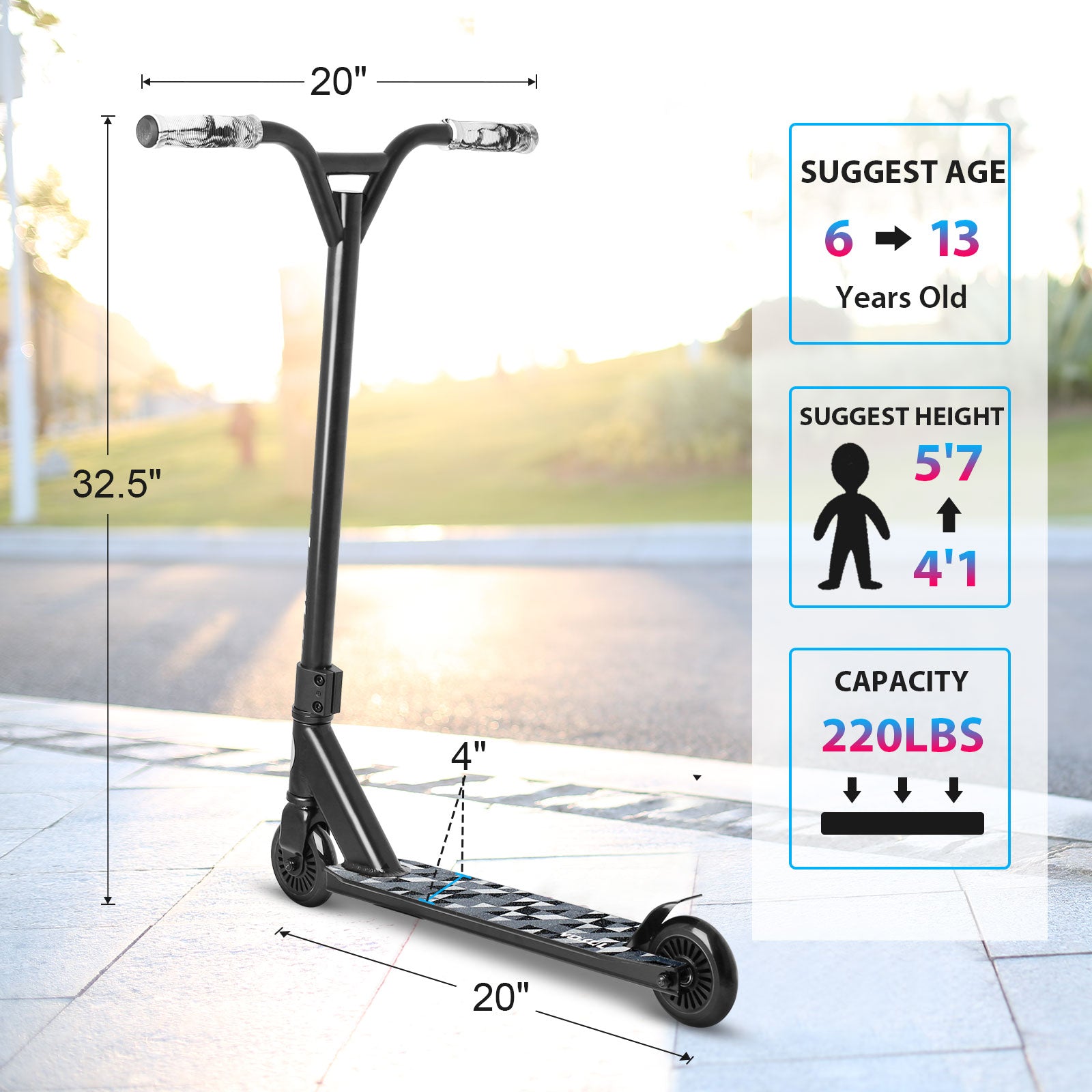 VOKUL S2 Trottinette pro complète pour enfants, garçons, filles et adolescents à partir de 6 ans - Trottinette freestyle pro pour figures et cascades - Cadeau haute performance pour figures en skatepark et dans la rue