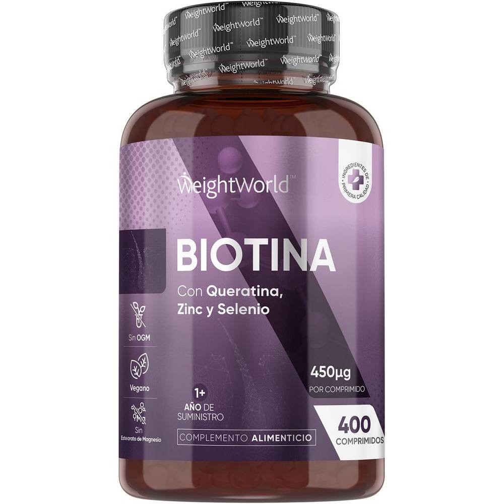 WeightWorld Complexe de biotine avec zinc, sélénium et kératine - 400 comprimés