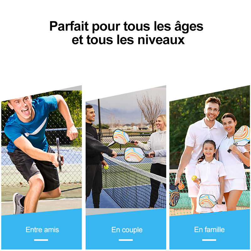 NIUPIPO MX-23 Lot de 2 paddles de pickleball en fibres de verre, noyau en polypropylène à alvéoles certifié USAPA