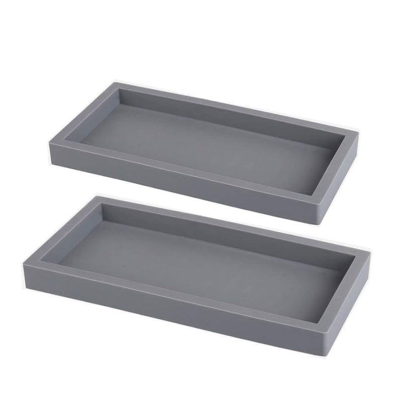 JORDAN&JUDY Lot de 2 plateaux en silicone gris, matériau souple, organisateur de salle de bain essentiel