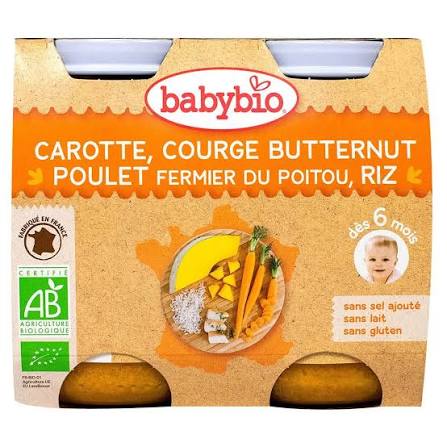 BABYBIO Pot carotte courge butternut poulet riz 6mois 2x200g