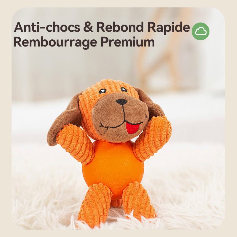 Blinkit Jouets en peluche pour chiens avec couineur, Velours côtelé épais et caoutchouc naturel, Jouet à mâcher nettoyant les dents, Jouets en peluche rembourrés doux pour toutes races de chiens