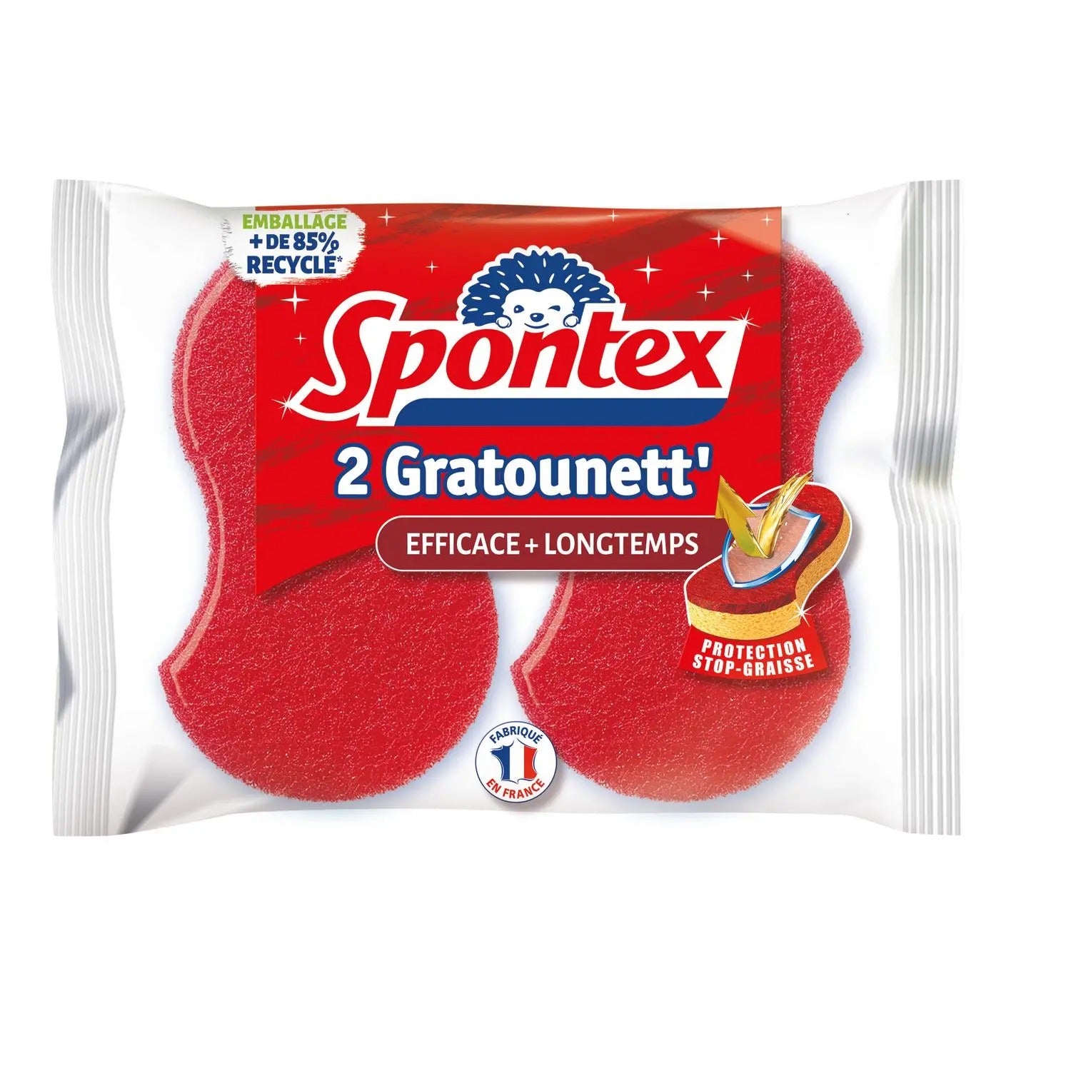 SPONTEX Éponges grattantes traitement anti-graisse absorbantes 2 éponges