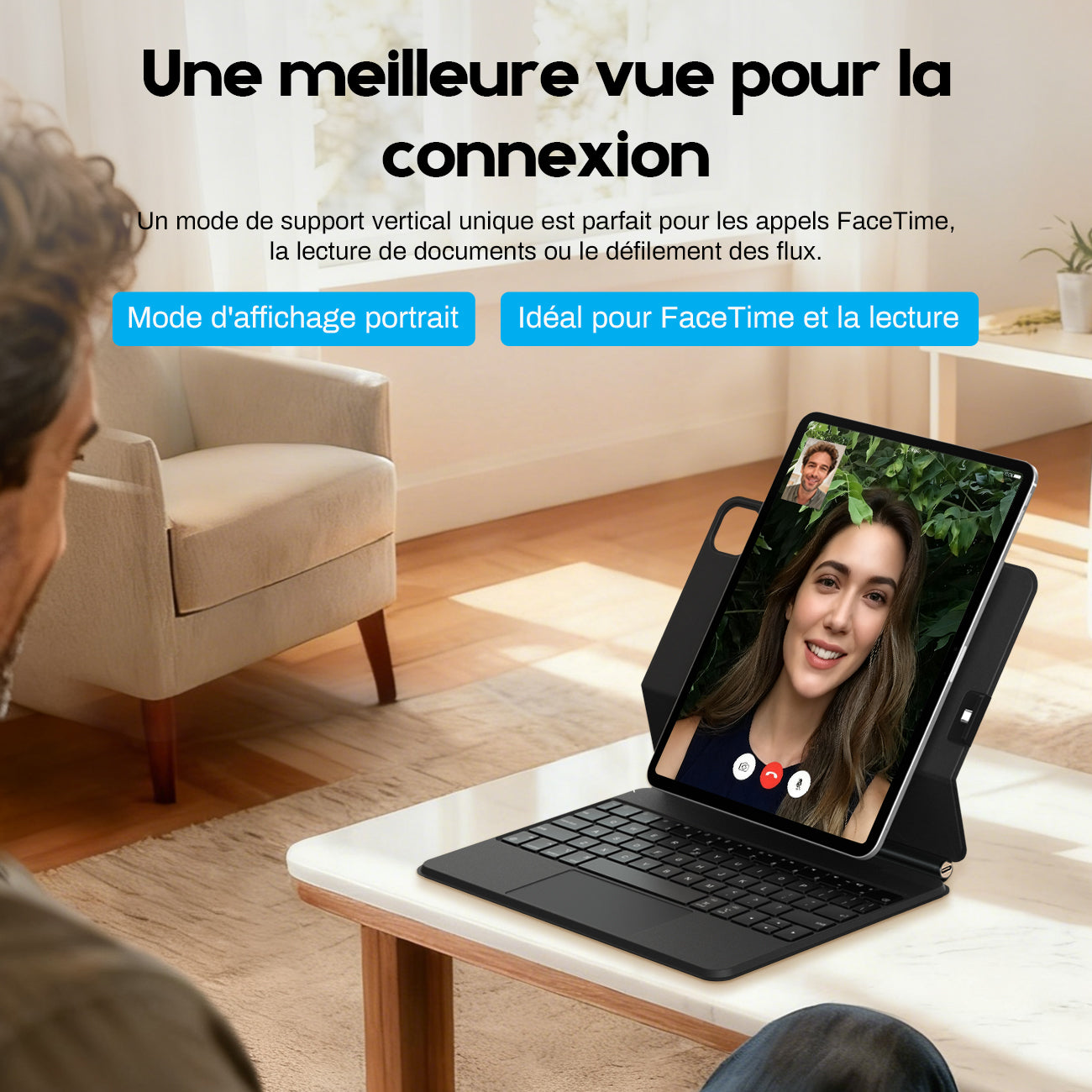 Rexsun Étui Clavier Pour Tablette Design Flottant Magnétique, Housse De Protection Détachable, Pavé Tactile De Précision Pour iPad Pro 11"/Air 10,9"/11", Modèle P11-1 Noir