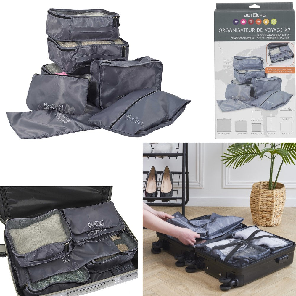 JET LAG Set de 7 cubes de rangement pour valise
