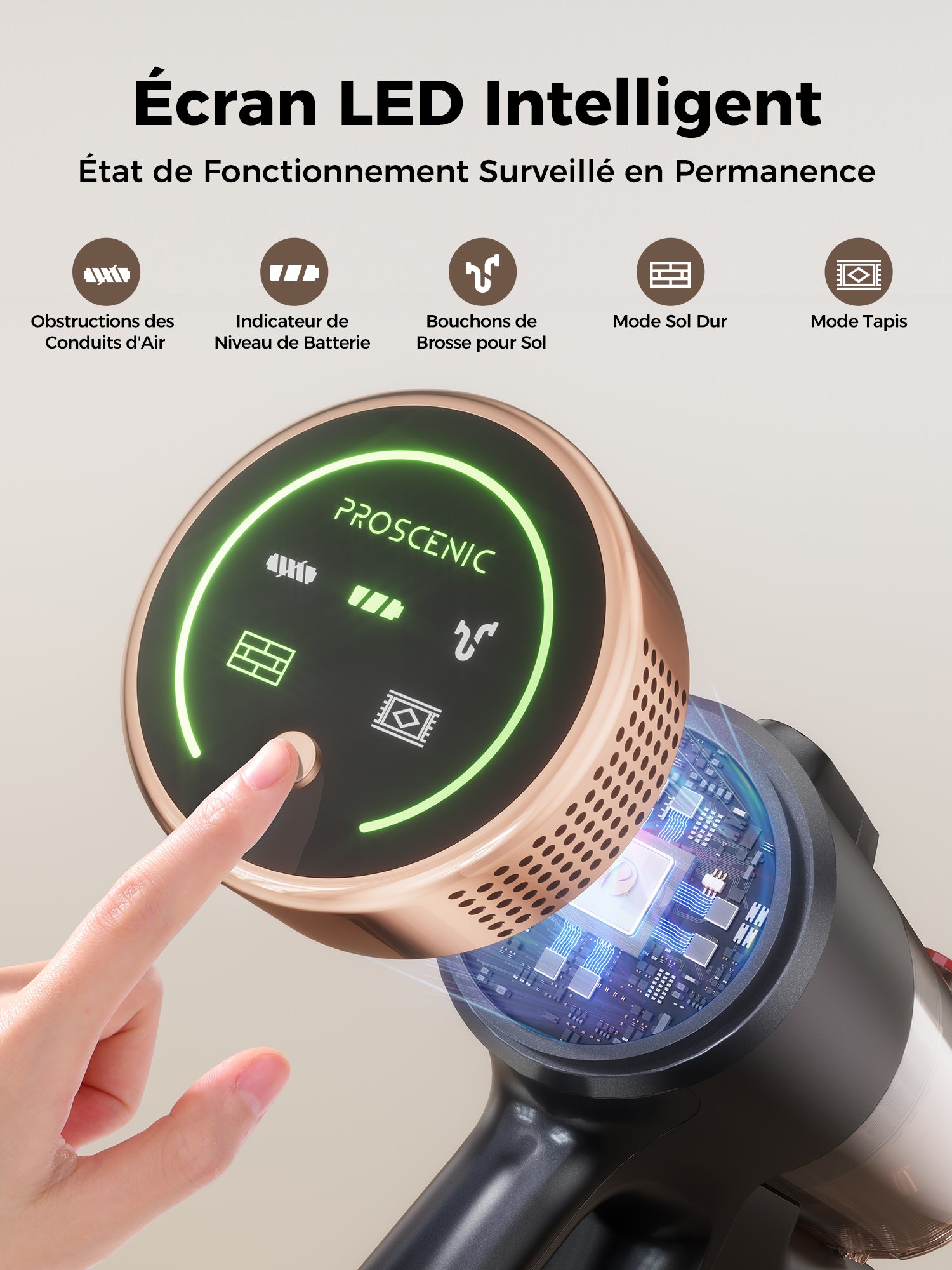 PII Ultra aspirateur sans fil, 550 W/55 kPa 50 min aspirateur puissant sans fil autoportant, aspirateur balai avec support mural, anti-emmêlement, manche télescopique réglable