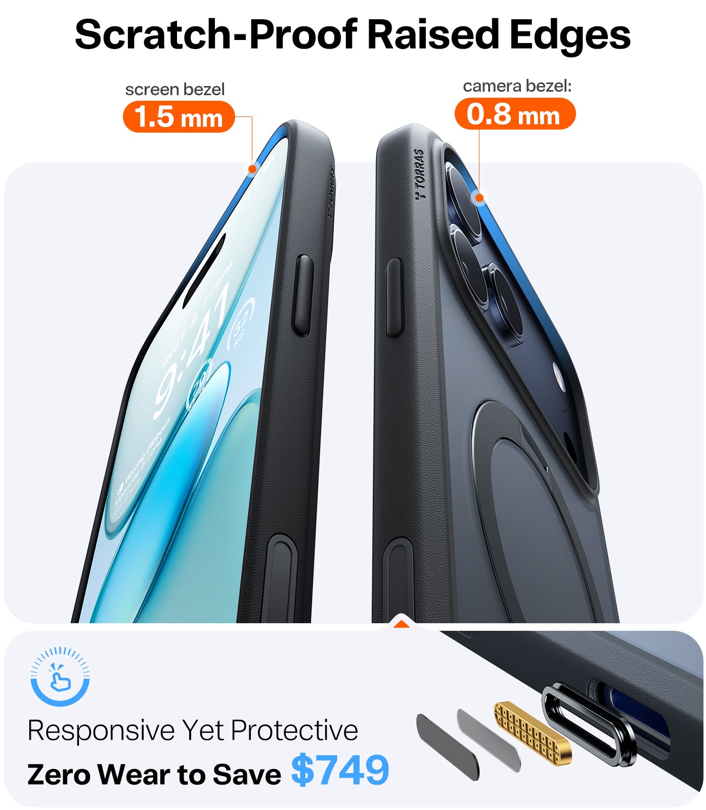 TORRAS Ostand Série Spin pour Coque iPhone 17 Pro Support Magnétique Rotatif à 360° Protection Militaire Finition Mate Antidérapante et Anti-traces de Doigts - Noir