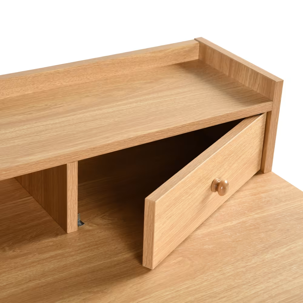 Bureau URBAN MEUBLE avec finition en bois, tiroirs et étagère