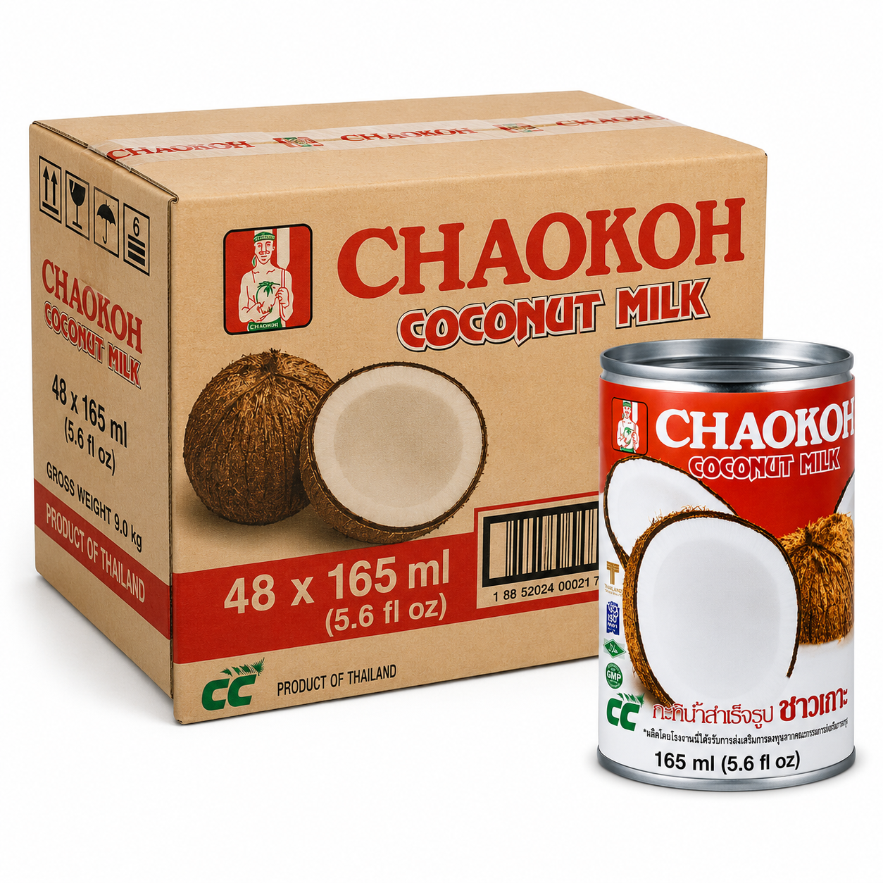 CHAOKOH Lait de coco 18 % de MG 48 x 165 ml