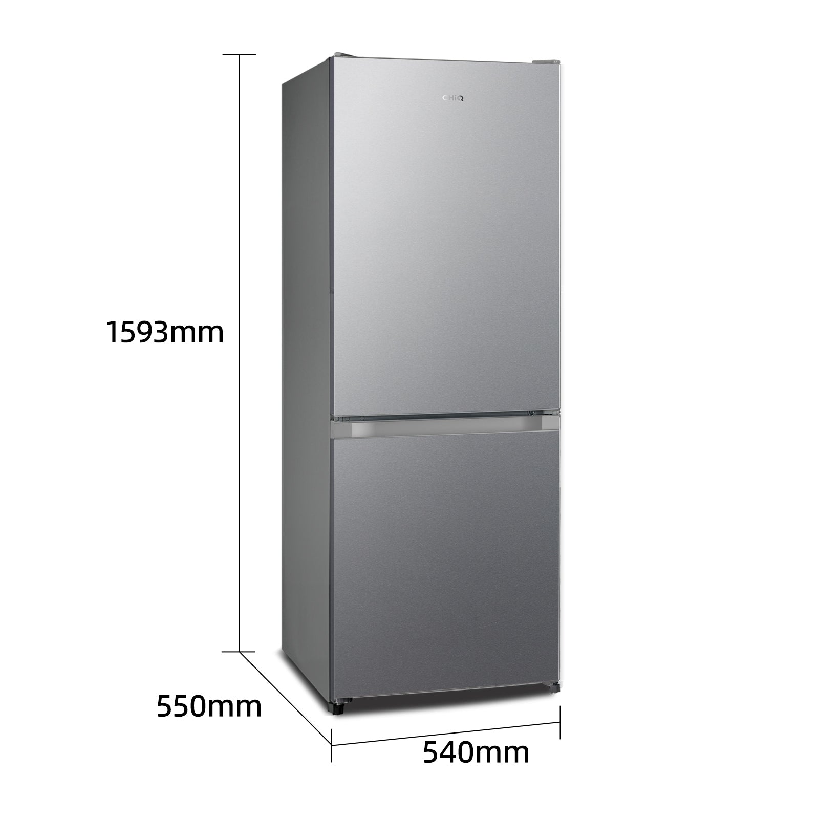 CHiQ JR227LSE Combiné réfrigérateur-congélateur, 227 L, Argent, Faible givre, Congélation 4 étoiles, Réfrigérateur 153 L et congélateur 74 L, Largeur compacte 54 cm, Porte réversible, Pieds réglables [Classe énergétique E]