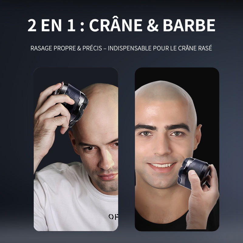 komingdon Tondeuse électrique pour tête rasage 6D sans fil pour homme, avec écran LED - 6 lames flottantes, rechargeable, idéale pour cheveux courts et le voyage - Noir