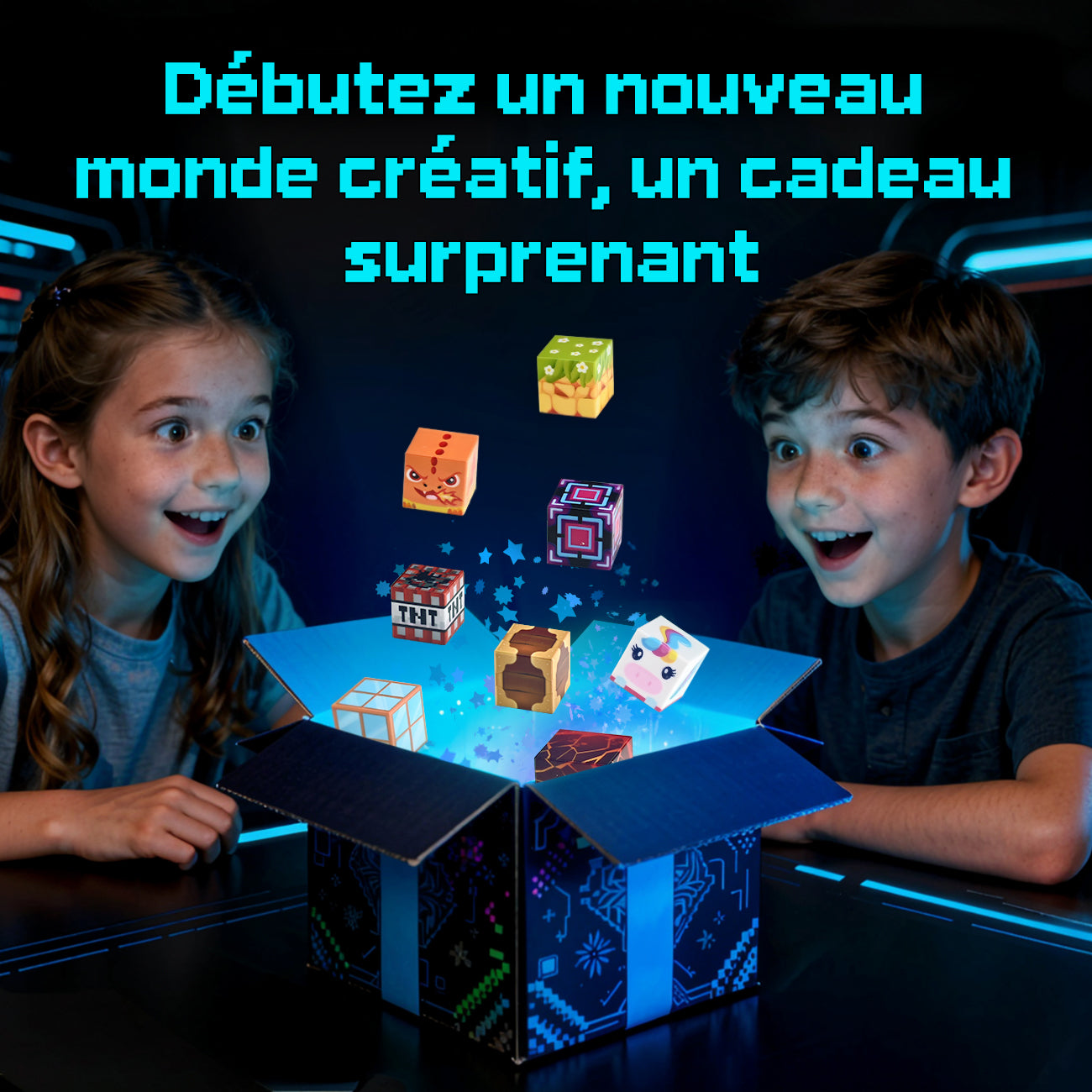 Tokky 100 pièces Blocs magnétiques Mine World Blocs de pixels Jouets d'éveil STEM Montessori Matériau ABS sûr magnétique puissant Blocs de construction d'aventure créatifs Emballage en