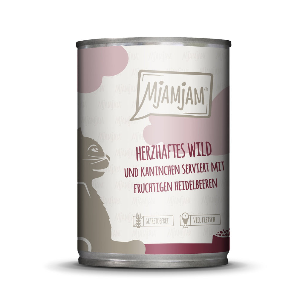 MjAMjAM Aliment humide pour chat lapin gibier myrtille 400 g