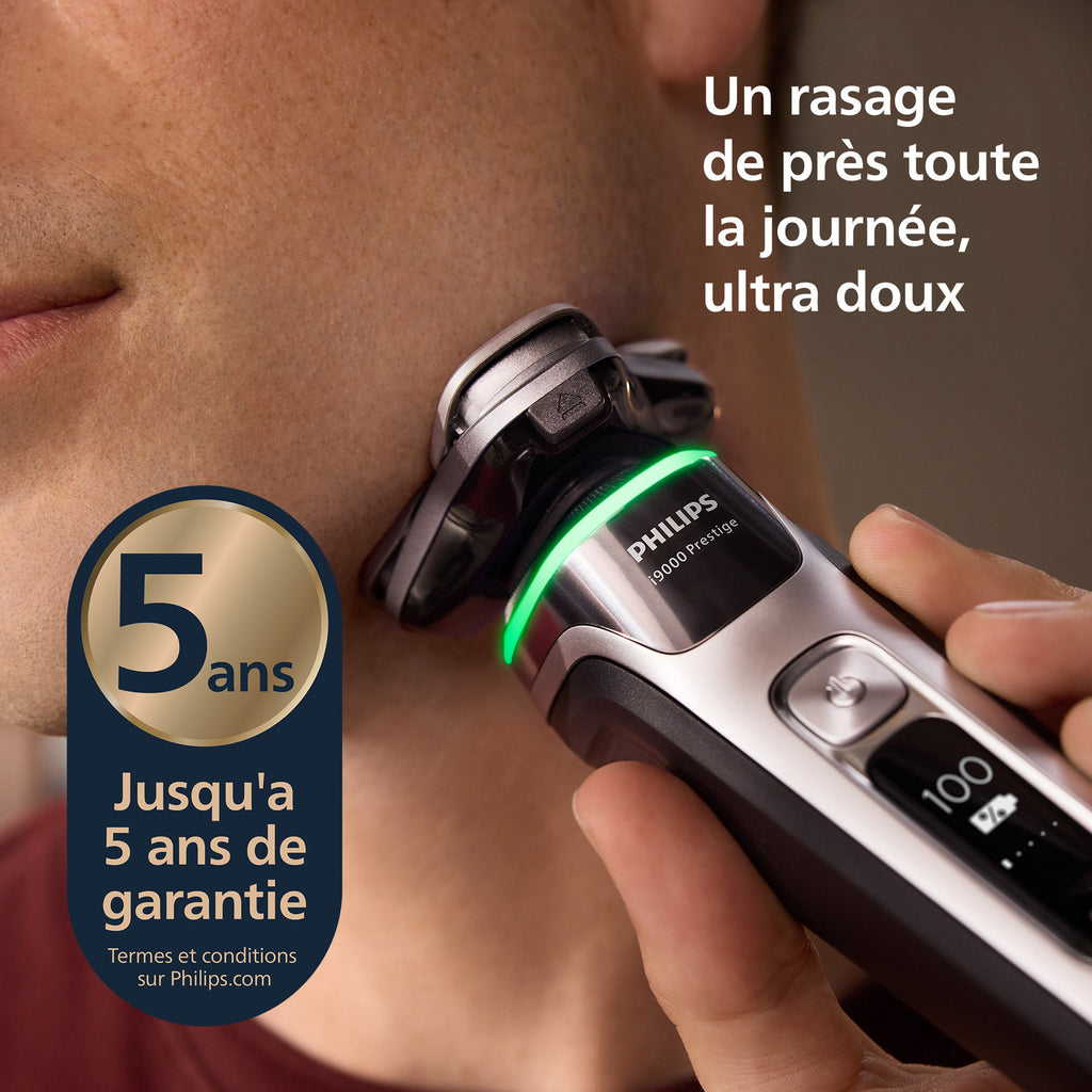 Philips XP9203/30 Rasoir électrique avec système Triple Lift & Cut, lames rotatives 360° Dual SteelPrecision, capteur Pressure Guard, Quick Clean Pod, socle de charge - Noir